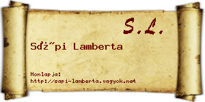 Sápi Lamberta névjegykártya